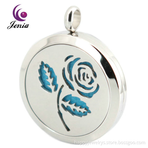 Jenia Popular Colorful Flower Style Stainless Steel Essential Oil Diffuser Perfume Necklace Pendant